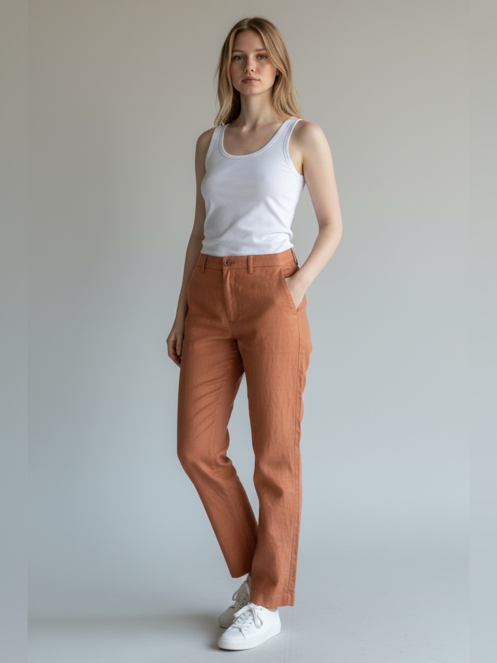 J. Crew Straight-Leg Kate Pants Rust Orange
